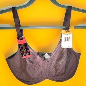 Lilyette Minimizer Bra 34DD Rum Raisin Lace Underwire Adjustable LY0434